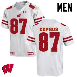 Men's Wisconsin Badgers NCAA #87 Quintez Cephus White Authentic Under Armour Stitched College Football Jersey SR31I18IR